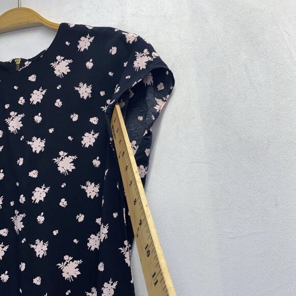 Paris Atelier & Other Stories Round Neck Cap Sleeve Shift Dress Sz2 Black Floral - Picture 10 of 16